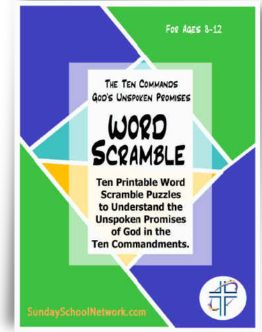 Christian Word Scramble Puzzle, Ten Commandments